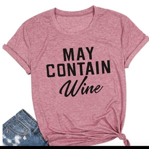Tops - WOMEN'S MAY CONTAIN WINE T-SHIRT, CREW NECK